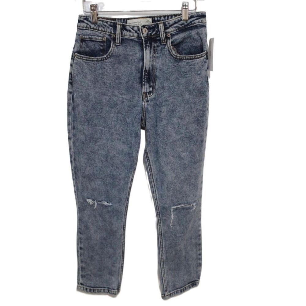 Womens Abercrombie & Fitch Curve Love A&F Mom Jean High Rise Blue Jeans Sz 26 2S